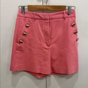 Zara Pink High Waist Shorts with Gold Buttons